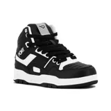 Championes de corte medio Pony modelo M100 II, con diseño bicolor en negro y blanco. Presentan una estructura robusta con perforaciones laterales, cordones gruesos y suela de goma con relieve.