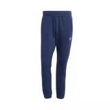 Pantalón de jogging azul marino de Adidas, modelo Essentials Trifolio, con cintura elástica ajustable con cordón, bolsillos laterales y logo del trifolio bordado en blanco en la pierna izquierda.