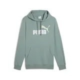 Canguro Puma con capucha y cordones ajustables, color verde. Cuenta con bolsillo estilo canguro en la parte frontal y el logo de la marca estampado en el pecho en color blanco y beige.