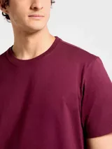 Camiseta de manga corta con cuello redondo, confeccionada en algodón de alta calidad, con un diseño liso y corte clásico.