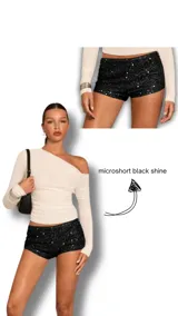 Microshort negro con lentejuelas brillantes.