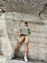 Short biker color beige de morley.