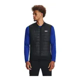 Chaleco Under Armour acolchado de color negro, con cierre frontal completo, cuello alto y bolsillos laterales con cierre. Cuenta con tecnología UA Storm que repele el agua y aislamiento térmico ligero.