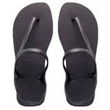 Sandalias tipo ojota Havaianas modelo Flash Urban, color negro, con diseño de tiras que envuelven el talón y suela de goma con textura antideslizante.
