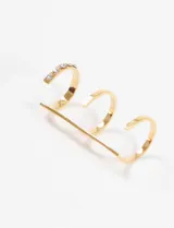 Earcuff dorado de acero quirúrgico hipoalergénico con strass.