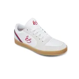 Zapatillas de skate marca éS, modelo EOS, color blanco con detalles en rojo y azul.