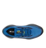 Championes de trail running Columbia Konos Trillium Atr Techlite, color azul con suela gris y detalles en amarillo. Incorpora tecnologías Omni-MAX, Techlite+ y Adapt Trax para mayor amortiguación, estabilidad y tracción en terrenos difíciles.