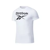 Remera blanca de algodón con logo Reebok negro estampado en el pecho.