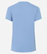 Remera deportiva de manga corta y cuello redondo, color celeste claro, con la palabra "FLOW" estampada en el pecho.