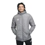 Campera tipo parka Umbro, color gris, con diseño acolchado, cierre frontal completo, capucha integrada y logo de la marca bordado en el pecho.