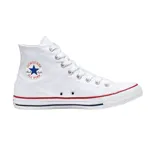 Championes Converse Chuck Taylor All Star Hi, color blanco, de caña alta, con cordones y suela de goma. Logo de Converse en el lateral.