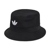 Gorro tipo bucket negro Adidas con el logo del trifolio bordado en color blanco en el frente.