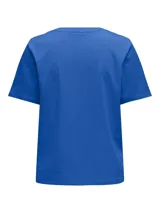 Remera básica de algodón Only con cuello redondo y manga corta, de corte regular.
