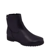 Bota de caña baja Bottero, color negro, confeccionada en cuero con textura granulada, cierre lateral y suela de goma con relieve.