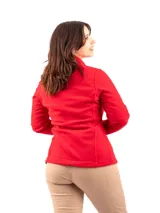 Campera azul marino de micropolar con cierre frontal y bolsillos laterales con cierre.