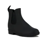 Bota de lluvia negra estilo Chelsea, con elásticos laterales y tirador trasero.