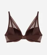 Soutien color borgoña con copa base de tule, con breteles regulables y escote en V.