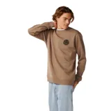 Buzo de cuello redondo Rip Curl Wetsuit Icon de color marrón, con pequeño logo circular estampado en el pecho, confeccionado en mezcla de algodón y poliéster afelpado.