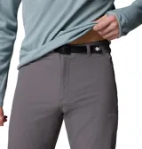 Pantalón de senderismo Columbia modelo Essential Hike para hombre, de color gris, con diseño ligero, elástico y tecnología de repelencia Omni-Shield. Cuenta con bolsillos con cremallera y dobladillo ajustable.