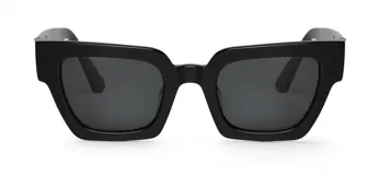 Lentes de sol Mr Boho modelo Frelard, color negro con montura cuadrada de acetato y lentes grises.