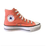 Championes Converse Chuck Taylor All Star Lift color naranja, de caña alta y plataforma blanca.