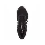 Championes Asics Raiden 3 de mujer, color negro con detalles plateados y suela blanca.