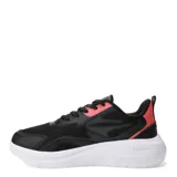 Championes Topper Drive 2 para mujer, color negro con detalles en rosa coral y suela blanca.