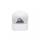 Gorro de béisbol blanco de algodón, con logo de Lacoste bordado en el lateral y parche con el logo de Lacoste y Rolex Paris Masters en el frente.
