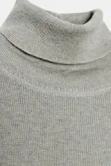 Jersey de punto fino confeccionado en lana, con cuello subido y manga larga, de diseño básico y ajustado.
