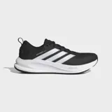 Championes de running Adidas modelo Supernova Ease 2, color negro con detalles en blanco. Presentan empeine de malla técnica ligera, mediasuela Dreamstrike para una amortiguación blanda y estable, y suela de goma con tracción dinámica.