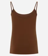 Musculosa básica azul marino de algodón peruano, con escote redondo y tirantes finos.