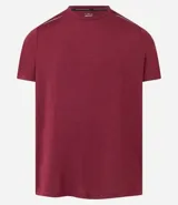 Remera deportiva masculina de manga corta con cuello redondo, confeccionada en tejido técnico con tecnología Dry para mayor transpirabilidad. Presenta detalles reflectantes en los hombros y un diseño liso en color verde melange.