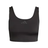 Top deportivo adidas Power de color negro, con escote redondo, tiranchos anchos y el logotipo de la marca estampado en el centro del pecho.