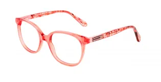 Armazón de acetato color rojo con diseño floral.