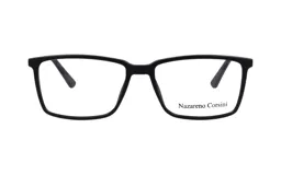 Armazón para lentes de receta Nazareno Corsini 116/54 col MBLK, de acetato negro con forma rectangular.