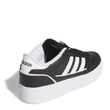 Championes Adidas Break Start Bold de mujer, color negro con las clásicas tres tiras laterales en blanco y suela plataforma blanca.