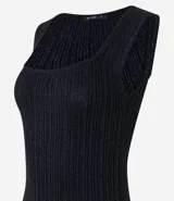 Blusa de viscosa con efecto metalizado, tirantes anchos, escote cuadrado y diseño acanalado al cuerpo, de la marca Cortelle.