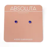 Par de aros pequeños de acero quirúrgico con cristal azul.