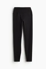 Leggings deportivos negros de tiro alto con cintura ancha y tejido funcional que ayuda a absorber el sudor.