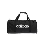 Bolso deportivo Adidas mediano, color negro con logo blanco. Cuenta con compartimento principal con cierre, bolsillos laterales y frontales con cierre, compartimento para calzado, correa ajustable para el hombro y doble asa de mano.