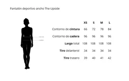 Pantalón deportivo ancho azul con cintura elástica, bolsillos laterales y traseros, y cinta de rayas blancas y rojas en las costuras laterales.