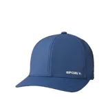 Gorra Rip Curl modelo Vaporcool Phaser Flexfit, color azul, con diseño de visera curva y logo estampado en el lateral frontal.