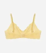 Soutien gris de encaje floral, sin copa y con aro. Breteles finos ajustables y cierre trasero.