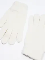 Guantes de lana tejidos en color crudo, con puño elástico acanalado.