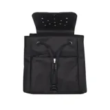 Mochila Crocs de nailon color negro, con solapa frontal de EVA con perforaciones aptas para Jibbitz, cierre superior ajustable y asa de mano.