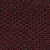 Pañuelo cuadrado de seda con estampado repetitivo de un diseño abstracto en rojo sobre fondo negro.