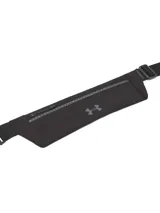 Riñonera deportiva Under Armour modelo Velociti Run Belt, diseñada para correr. Cuenta con tecnología UA Speedpocket resistente al agua, bolsillo con cierre y correa ajustable con hebilla.