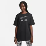 Camiseta Nike Air de algodón pesado, color negro, con diseño holgado, hombros caídos y logo frontal de satén bordado con contorno blanco que incluye el texto "AIR".