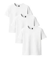 Pack de tres remeras blancas lisas de manga corta con bolsillo en el pecho.