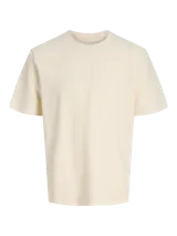 Camiseta de manga corta y cuello redondo con fit relajado, confeccionada en tejido con textura tipo waffle. Diseño básico y versátil.